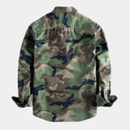 Herren Camo Hemd Military Style mit zwei Brusttaschen – Langarm Hemdjacke