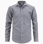 Herren Streifenhemd Slim Fit Langarm – klassisches Business Hemd gestreift
