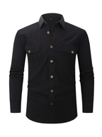 Herren Utility Hemd Slim Fit mit zwei Pattentaschen – Langarm Cargohemd