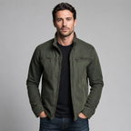 Herren Übergangsjacke aus Baumwolle mit Stehkragen – Canvas Jacke im Washed-Look