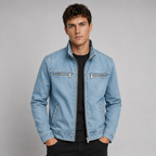 Herren Übergangsjacke aus Baumwolle mit Stehkragen – Canvas Jacke im Washed-Look