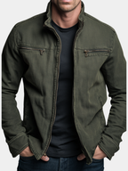 Herren Übergangsjacke aus Baumwolle mit Stehkragen – Canvas Jacke im Washed-Look