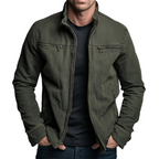 Herren Übergangsjacke aus Baumwolle mit Stehkragen – Canvas Jacke im Washed-Look