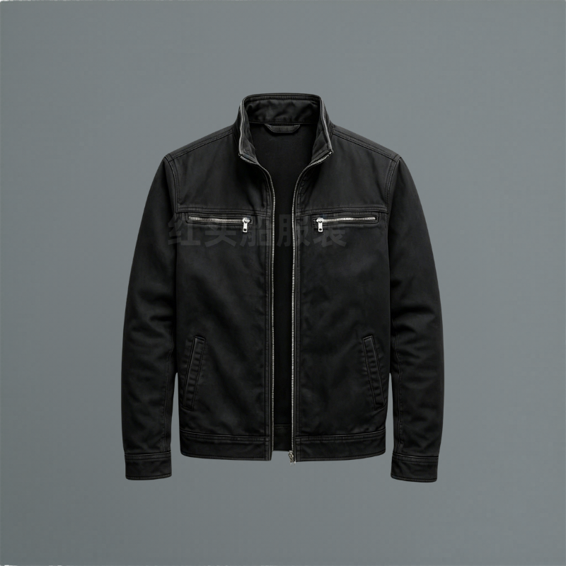Herren Übergangsjacke aus Baumwolle mit Stehkragen – Canvas Jacke im Washed-Look