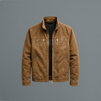 Herren Übergangsjacke aus Baumwolle mit Stehkragen – Canvas Jacke im Washed-Look