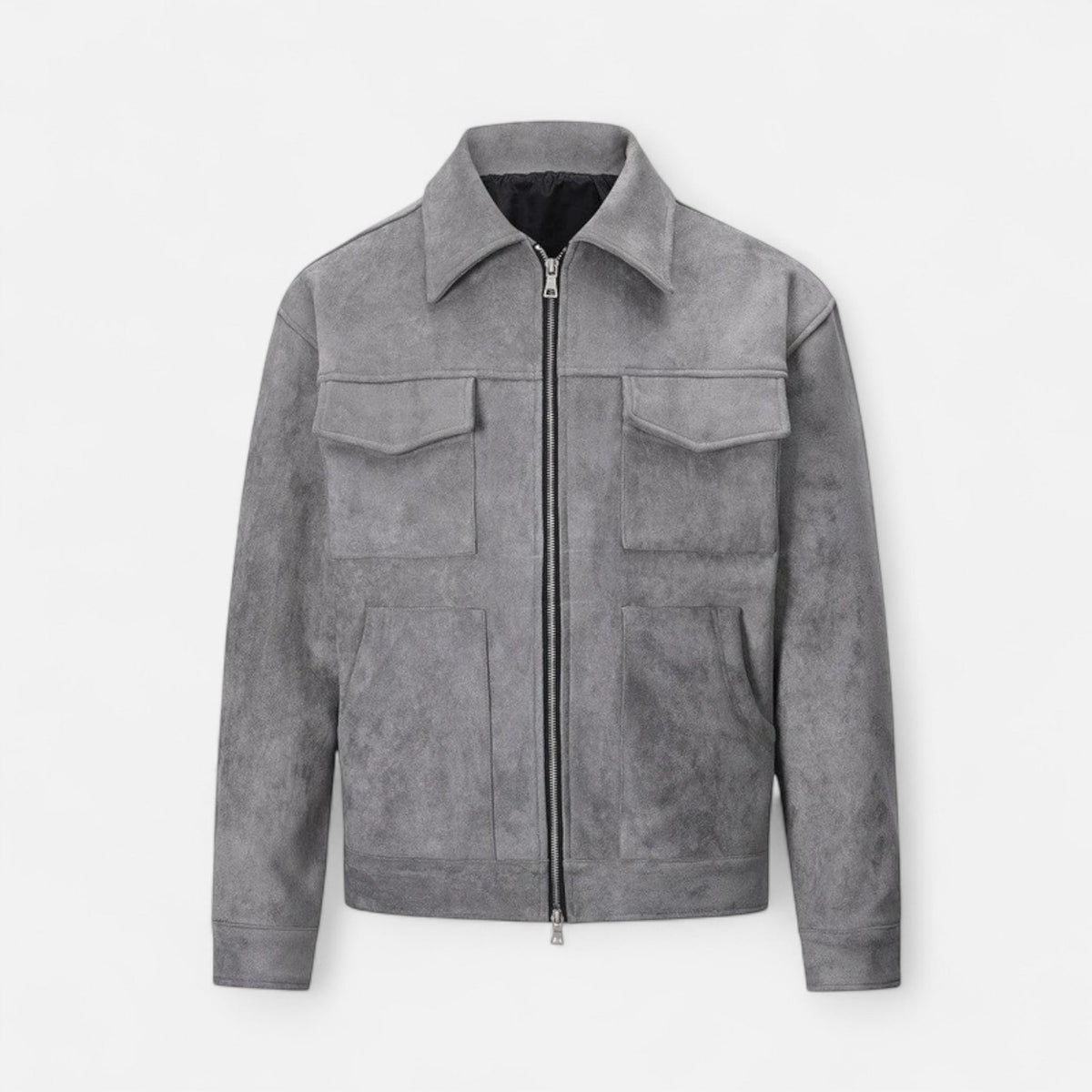 Herren Suede Jacke Oversize in Wildlederoptik – Übergangsjacke mit Pattentaschen
