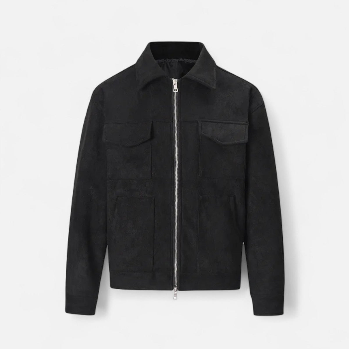 Herren Suede Jacke Oversize in Wildlederoptik – Übergangsjacke mit Pattentaschen