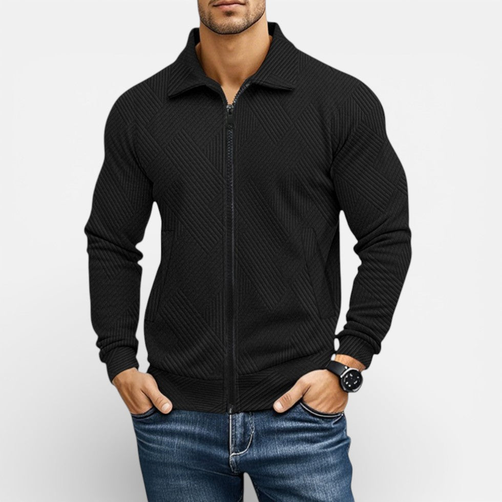 Herren Strickjacke mit Reißverschluss und Strukturmuster