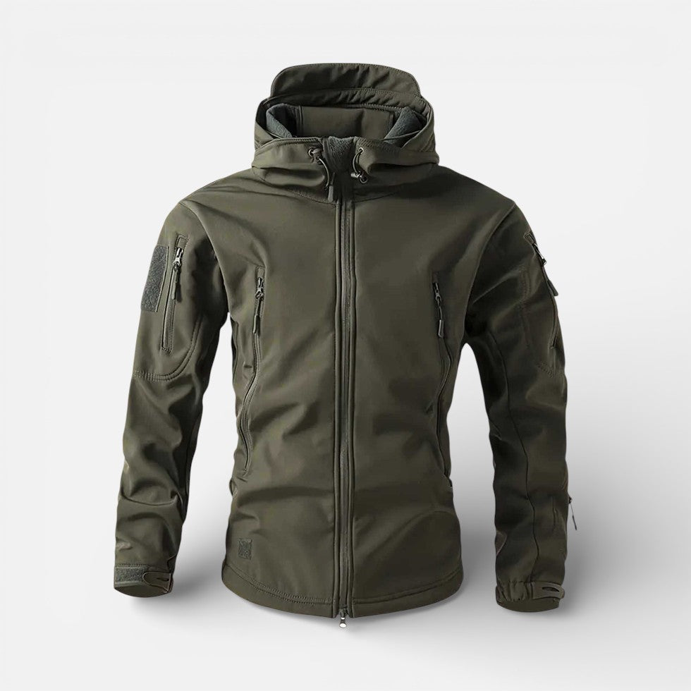 Herren Softshelljacke wasserabweisend mit Fleecefutter und Kapuze – Outdoor Winterjacke