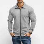 Herren Strickjacke mit Reißverschluss und Strukturmuster