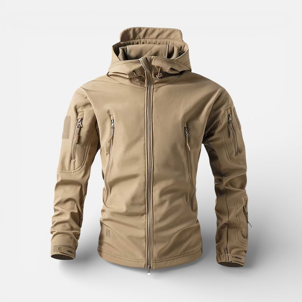 Herren Softshelljacke wasserabweisend mit Fleecefutter und Kapuze – Outdoor Winterjacke
