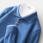Kaschmir Herren Strickpullover mit Polokragen