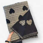 Damen Wendeschal mit Herzmuster und Hahnentritt – Großer Winterschal mit Kaschmir-Touch, Herbst Winter