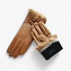 Damen Lederhandschuhe aus Schafsleder mit Plüschbündchen – Gefütterte Winterhandschuhe, Herbst Winter