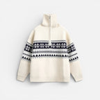 Herren Strickpullover mit Reissverschluss und Norwegermuster