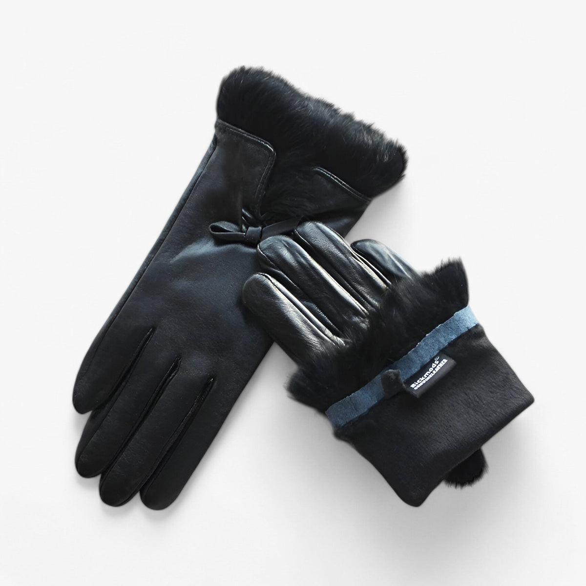 Damen Lederhandschuhe aus Schafsleder mit Plüschbündchen – Gefütterte Winterhandschuhe, Herbst Winter