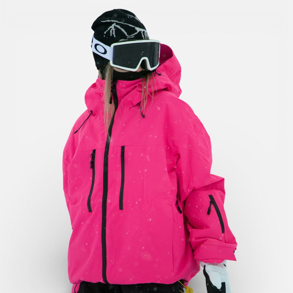Damen Skijacke mit Kapuze und Reißverschlusstaschen