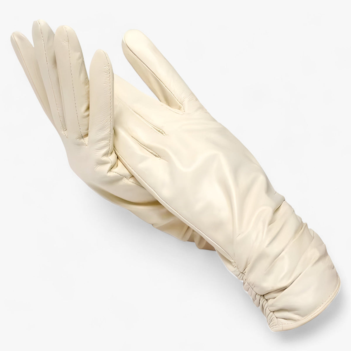 Damen Lederhandschuhe aus Schafsleder mit Raffung – Gefütterte Winterhandschuhe, Herbst Winter