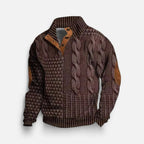 Strickpullover mit Stehkragen und Knopfleiste für Herren