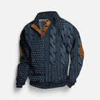 Strickpullover mit Stehkragen und Knopfleiste für Herren