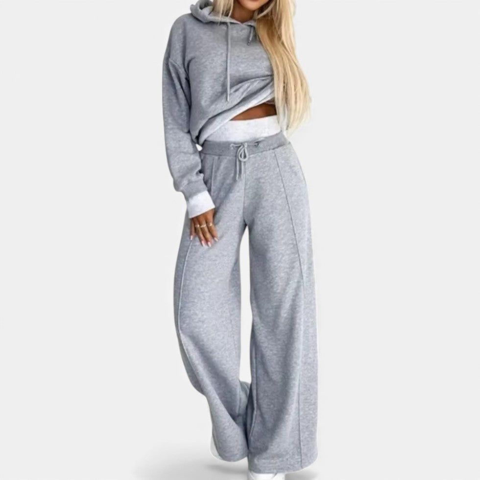 Damen Freizeitset mit Hoodie und weitem Bein