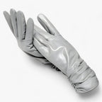 Damen Lederhandschuhe aus Schafsleder mit Raffung – Gefütterte Winterhandschuhe, Herbst Winter