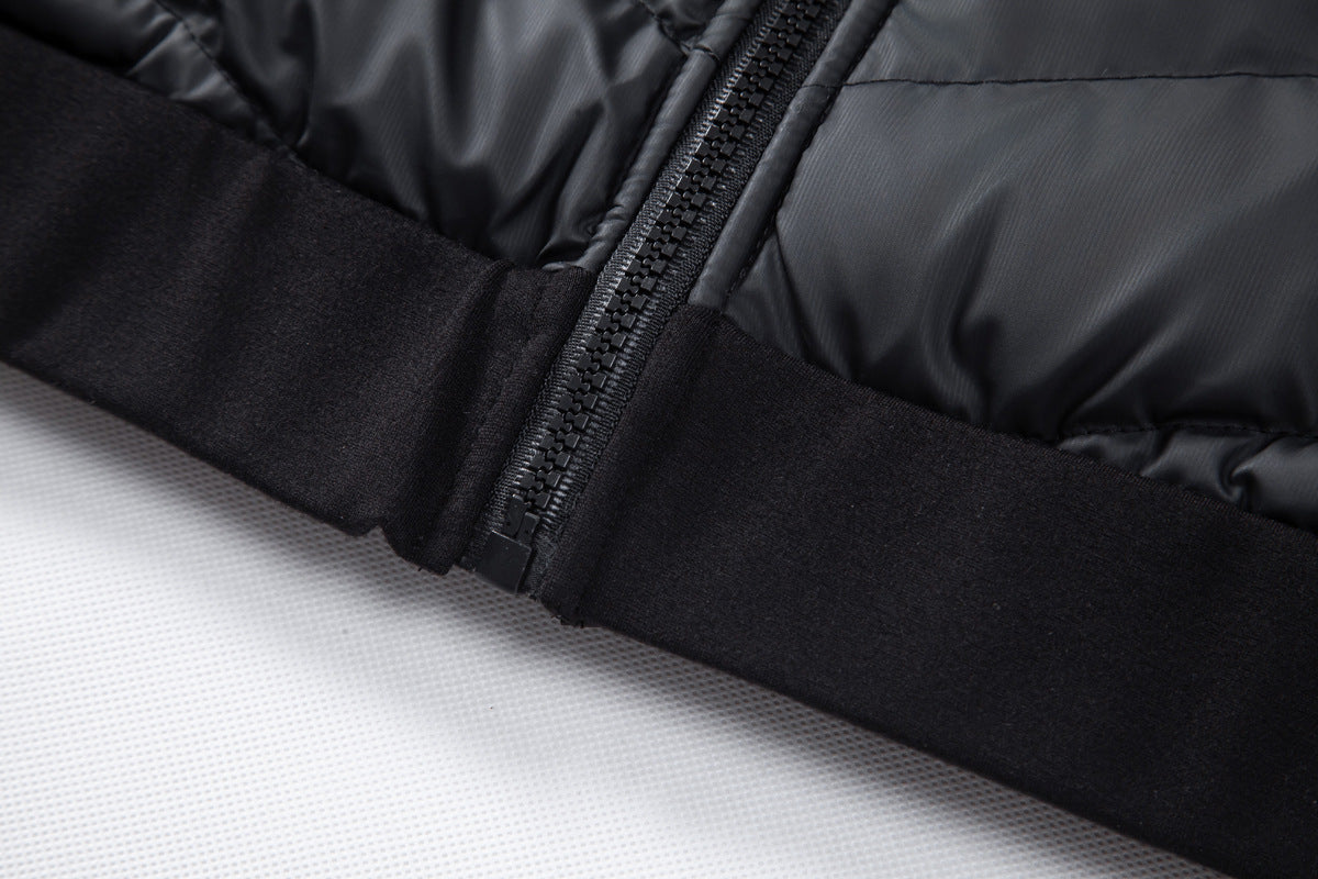 Herren Hybrid-Daunenjacke mit Kapuze und Frottee-Ärmeln – Steppjacke mit Samtfutter, Herbst Winter