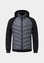 Herren Hybrid-Daunenjacke mit Kapuze und Frottee-Ärmeln – Steppjacke mit Samtfutter, Herbst Winter