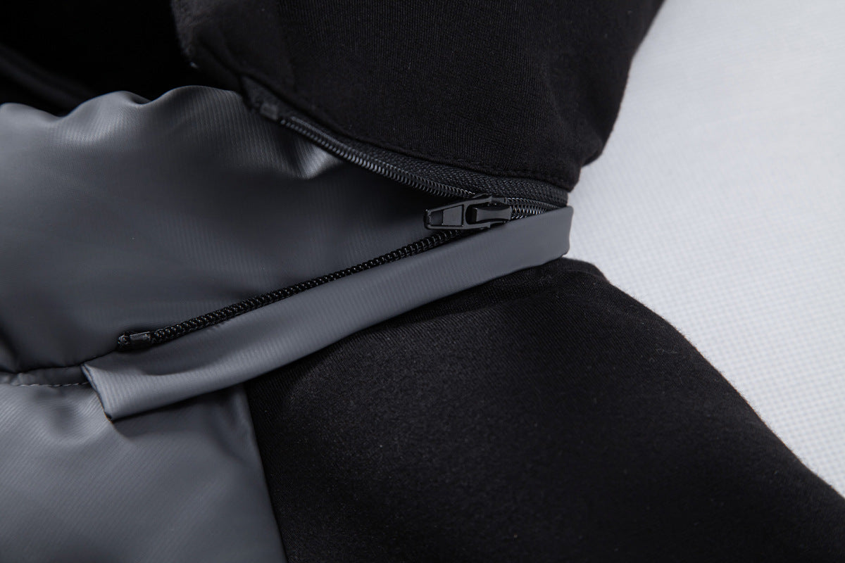 Herren Hybrid-Daunenjacke mit Kapuze und Frottee-Ärmeln – Steppjacke mit Samtfutter, Herbst Winter