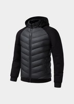 Herren Hybrid-Daunenjacke mit Kapuze und Frottee-Ärmeln – Steppjacke mit Samtfutter, Herbst Winter