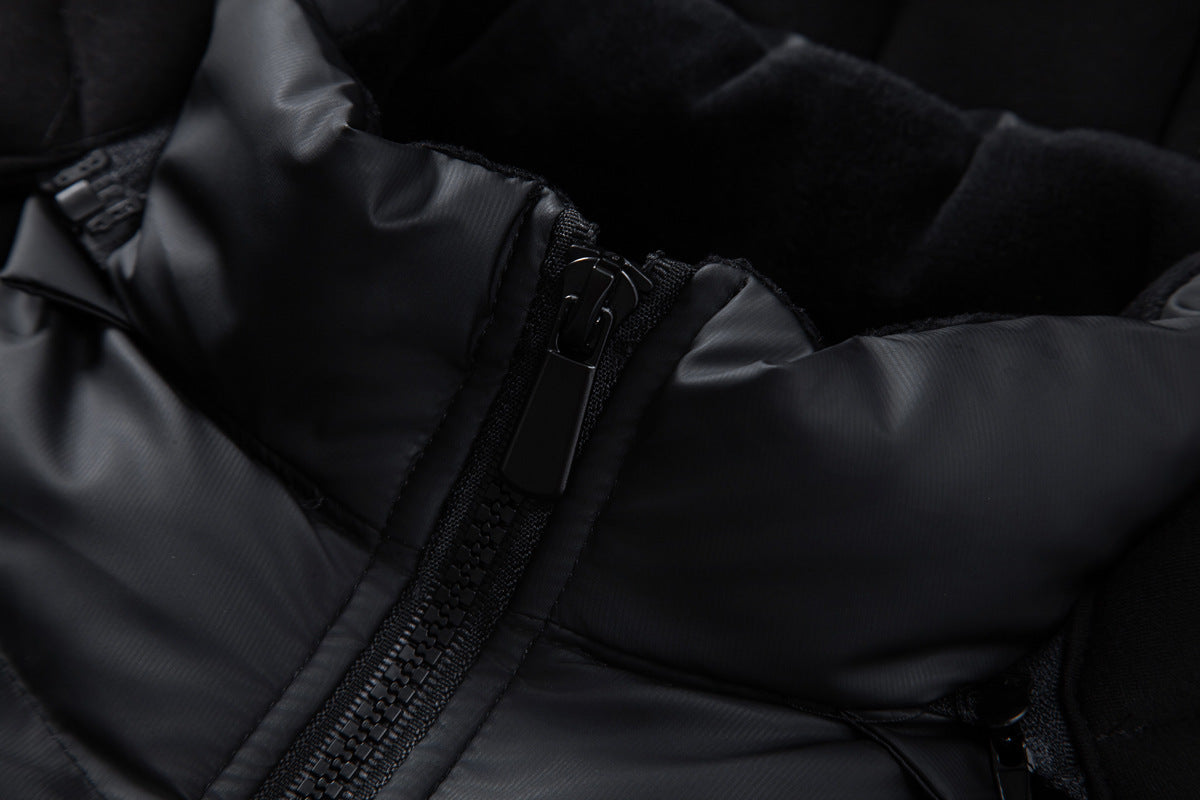 Herren Hybrid-Daunenjacke mit Kapuze und Frottee-Ärmeln – Steppjacke mit Samtfutter, Herbst Winter