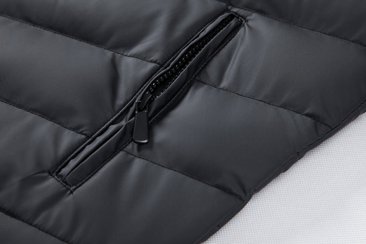 Herren Hybrid-Daunenjacke mit Kapuze und Frottee-Ärmeln – Steppjacke mit Samtfutter, Herbst Winter
