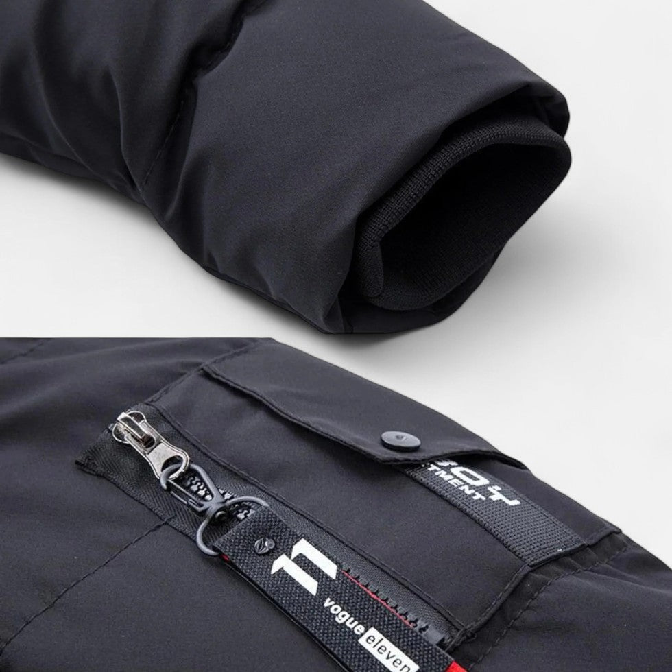Herren Winterjacke mit Kapuze und Kunstfellkragen