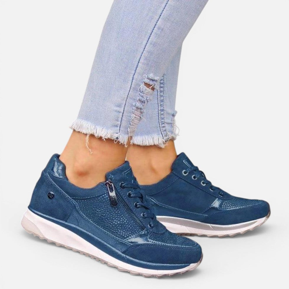 Damen Sneaker mit Reißverschluss und Schnürung