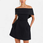 Schulterfreies Cocktailkleid Damen mit elegantem Faltendetail