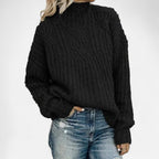 Gestrickter Pullover mit hohem Kragen