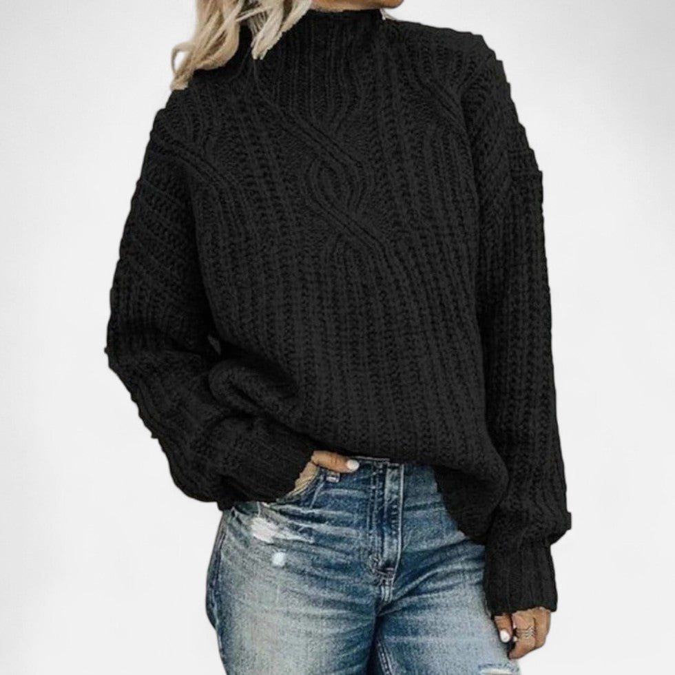 Gestrickter Pullover mit hohem Kragen
