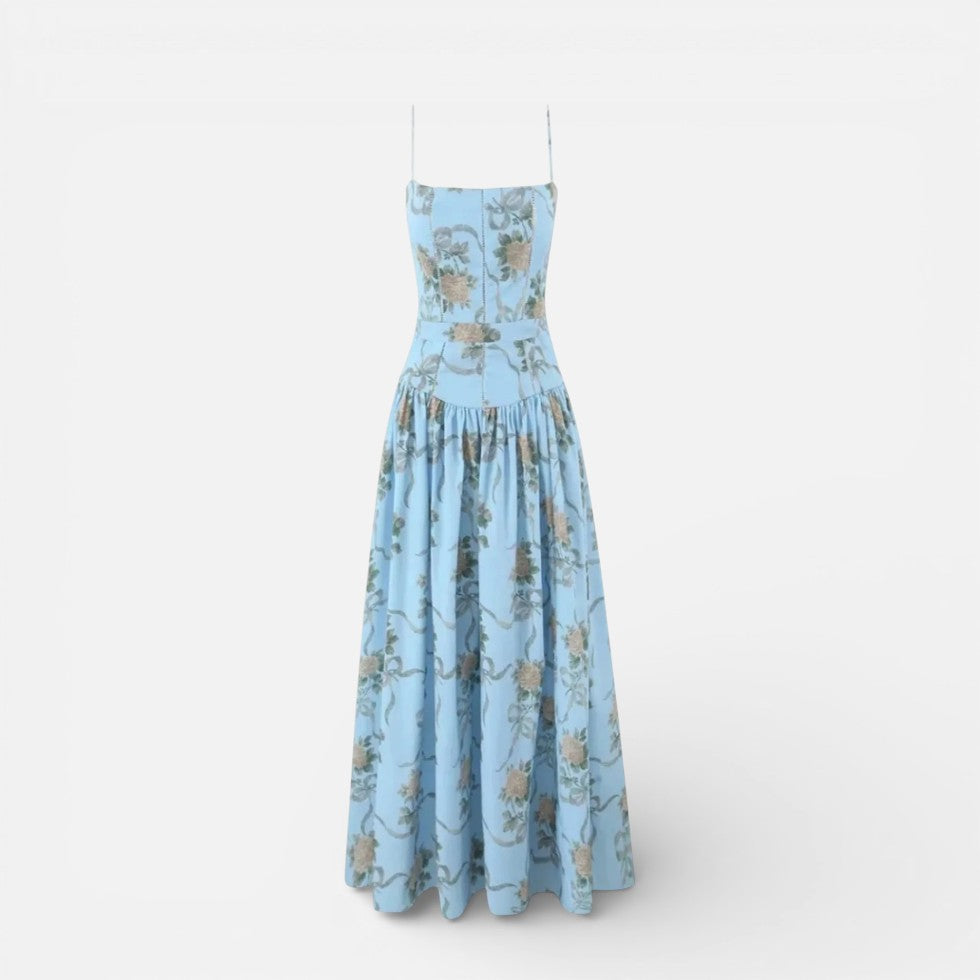 Langes Trägerkleid mit Blumenmuster