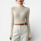 Damen Langarmshirt mit Stehkragen und schmaler Passform