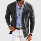 Herren Strickblazer aus Baumwolle im Old-Money-Stil – Sakko mit aufgesetzten Taschen