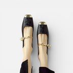 Orthopädische Damen Ballerinas mit Knöchelriemen und Absatz