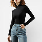 Damen Langarmshirt mit Stehkragen und schmaler Passform