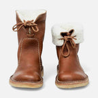 Gefütterte Damenstiefel mit Schnürung und Umschlag