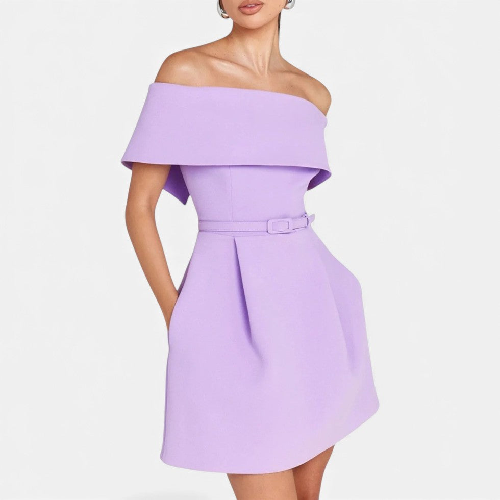 Schulterfreies Cocktailkleid Damen mit elegantem Faltendetail