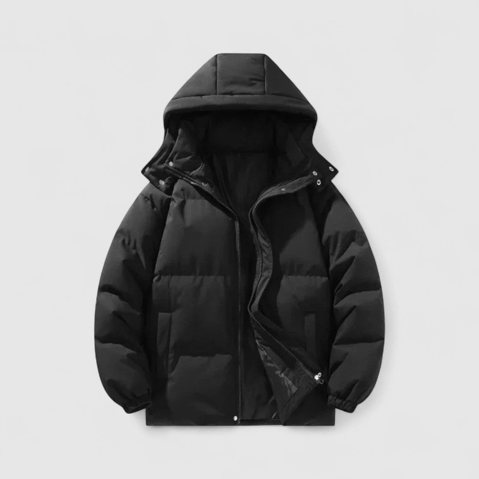 Herren Puffer Steppjacke gefüttert mit abnehmbarer Kapuze – warme Winterjacke
