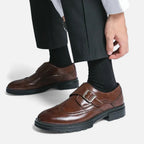 Herren Monkstrap Lederschuhe mit Brogue Detail
