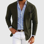 Herren Strickblazer aus Baumwolle im Old-Money-Stil – Sakko mit aufgesetzten Taschen