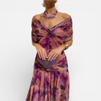 Schulterfreies Midikleid mit Drapierung