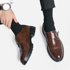 Herren Monkstrap Lederschuhe mit Brogue Detail