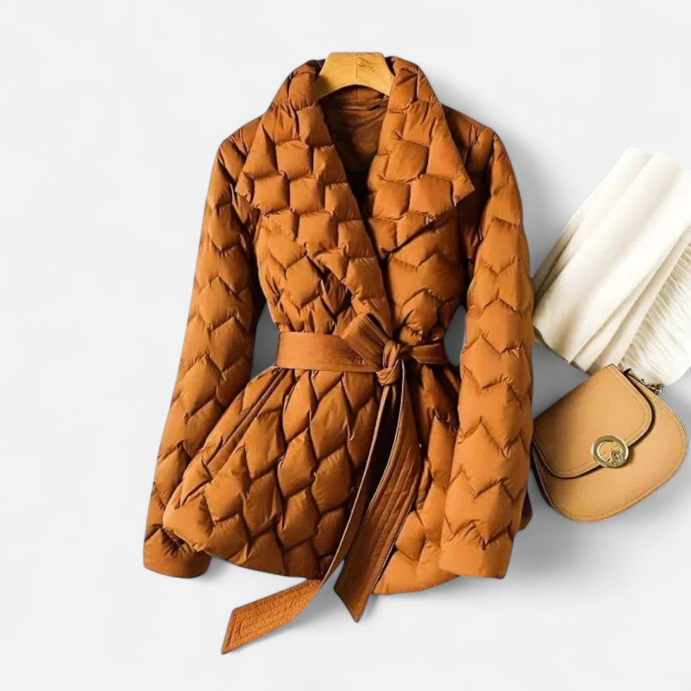 Gesteppte Jacke mit Bindegürtel für Damen